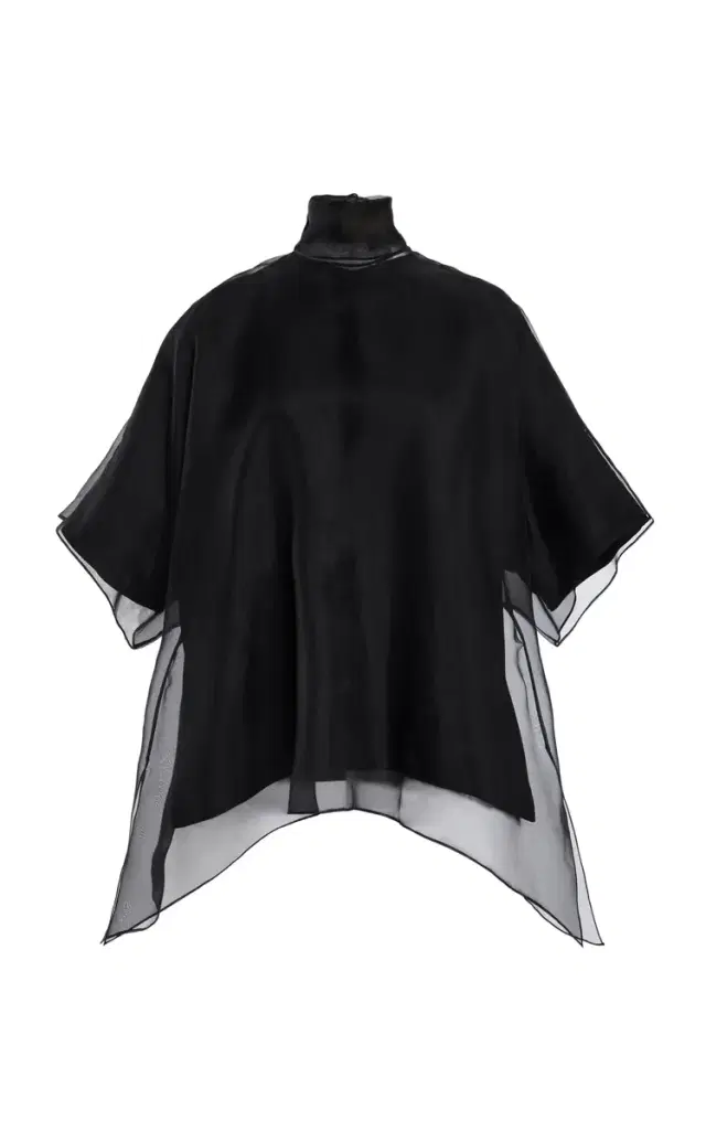 The Cali Tie-Neck Silk-Organza Blouse
