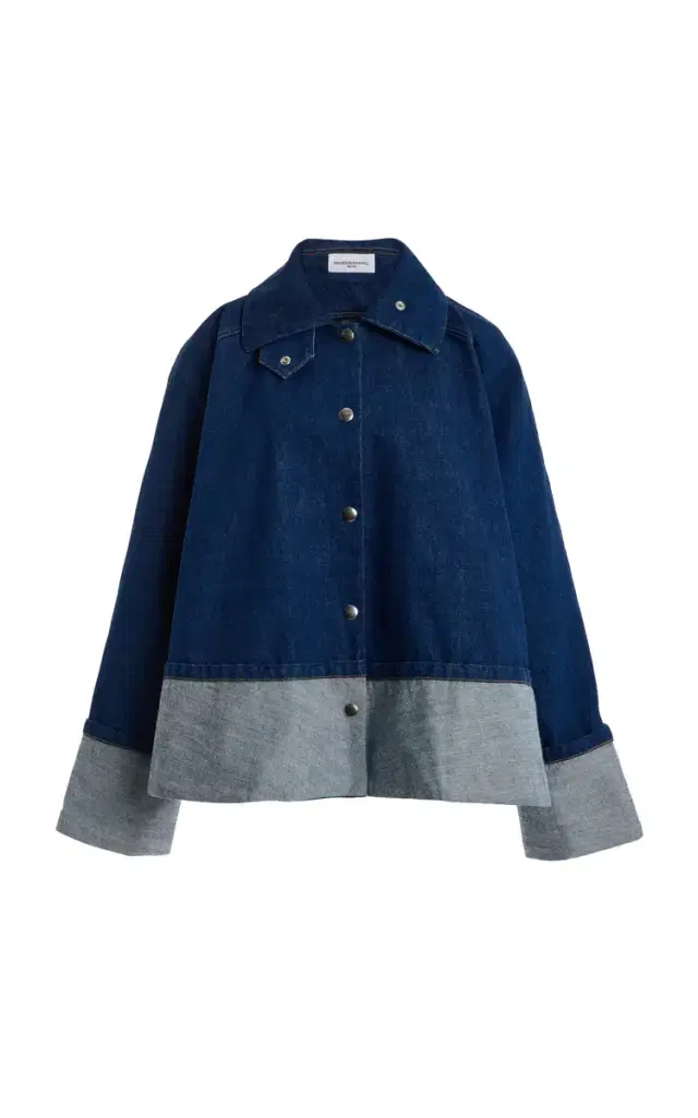 The Wells Cotton Cuffed Denim Trapeze Jacket