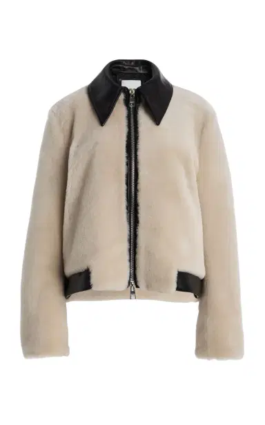 Brandon Maxwell The Whitaker Leather-Detailed Shearling Jacket | Thumbnail 1