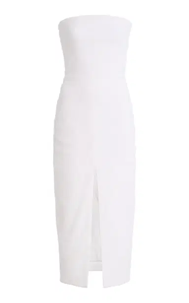 Brandon Maxwell The Ames Strapless Linen-Blend Midi Dress | Thumbnail 1 Brandon Maxwell The Ames Strapless Linen-Blend Midi Dress | Thumbnail 1