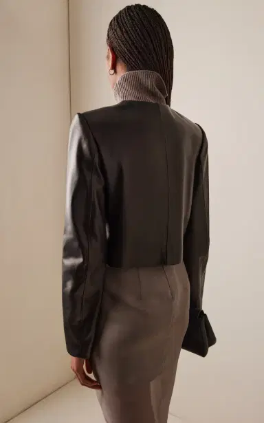Brandon Maxwell The Ryder Cropped Leather Jacket | Thumbnail 4 Brandon Maxwell The Ryder Cropped Leather Jacket | Thumbnail 4