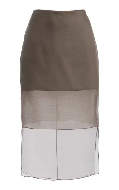 Brandon Maxwell The Brett Sheer-Overlay Silk Midi Skirt | Thumbnail 2