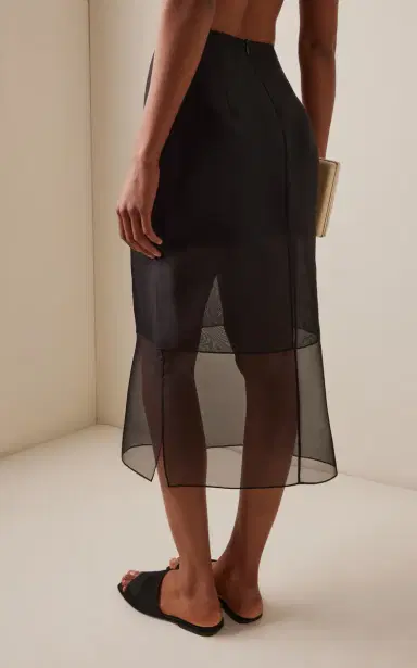 Brandon Maxwell The Brett Sheer-Overlay Silk Midi Skirt | Thumbnail 5