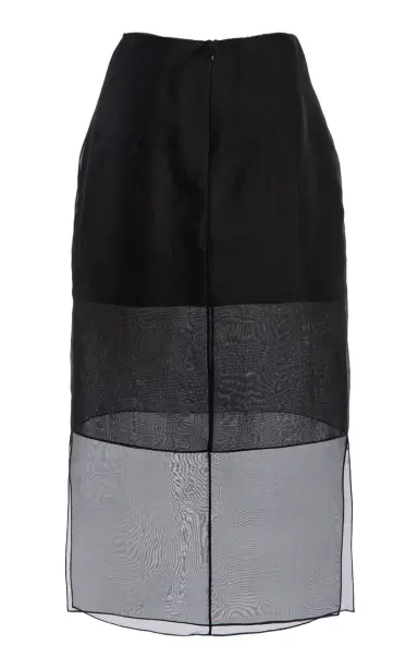 Brandon Maxwell The Brett Sheer-Overlay Silk Midi Skirt | Thumbnail 6