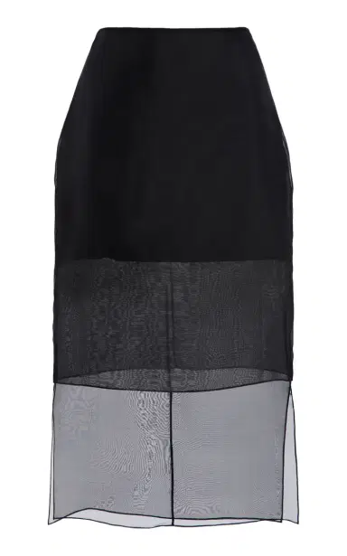 Brandon Maxwell The Brett Sheer-Overlay Silk Midi Skirt | Thumbnail 8