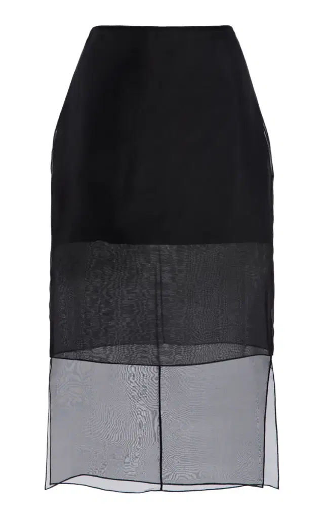 The Brett Sheer-Overlay Silk Midi Skirt