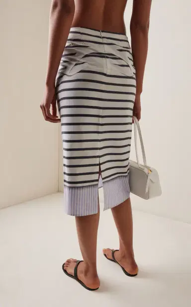 Brandon Maxwell The Townes Trompe L'oeil Cotton Midi Skirt | Thumbnail 4 Brandon Maxwell The Townes Trompe L'oeil Cotton Midi Skirt | Thumbnail 4