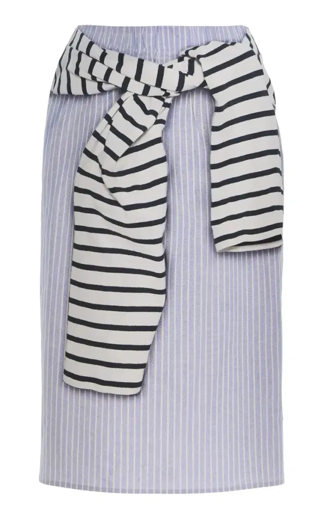 The Townes Trompe L'oeil Cotton Midi Skirt