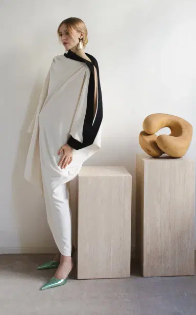 Harithand Gerda Asymmetric Crepe Caftan Dress | Thumbnail 2 Harithand Gerda Asymmetric Crepe Caftan Dress | Thumbnail 2