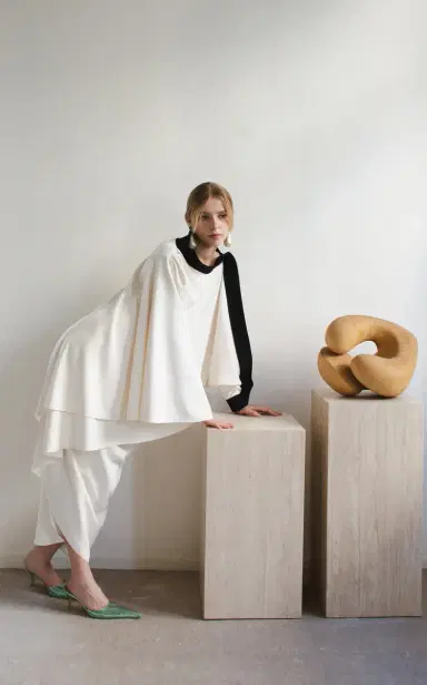 Harithand Gerda Asymmetric Crepe Caftan Dress | Thumbnail 3 Harithand Gerda Asymmetric Crepe Caftan Dress | Thumbnail 3