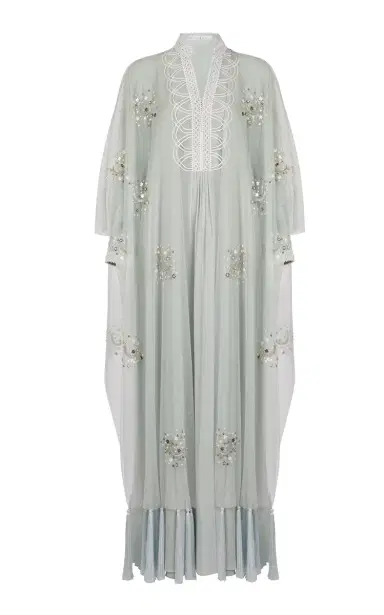 Ola by Ohaila Khan Embroidered Crepe-Tulle Caftan Dress | Thumbnail 3