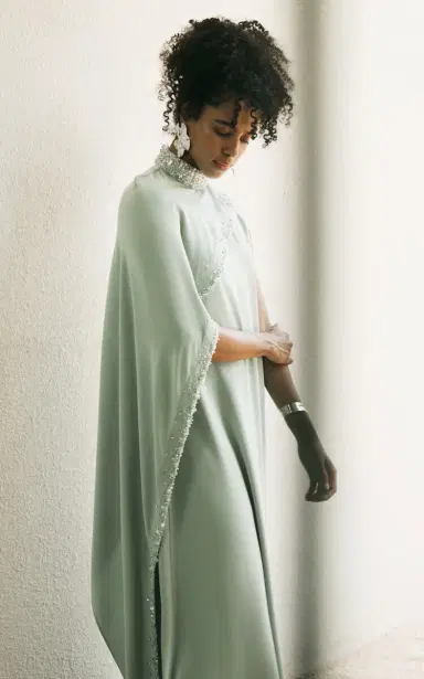 WAED ASMAR Nouran Crystal-Embellished Crepe Caftan Dress | Thumbnail 2