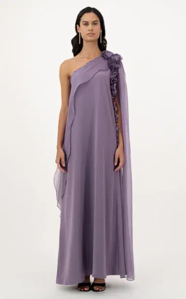 WAED ASMAR Nooraya Floral-Detailed Crepe Caftan Dress | Thumbnail 3