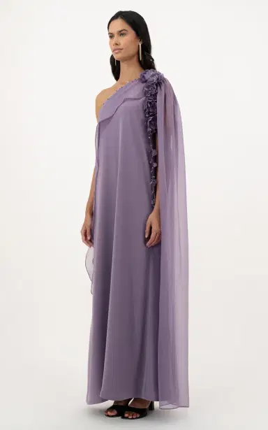 WAED ASMAR Nooraya Floral-Detailed Crepe Caftan Dress | Thumbnail 4