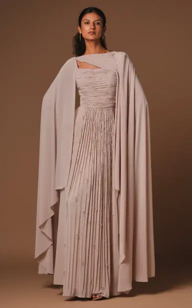 Aquillora Zenith Pleated Embellished Chiffon Caftan Dress | Thumbnail 3 Aquillora Zenith Pleated Embellished Chiffon Caftan Dress | Thumbnail 3
