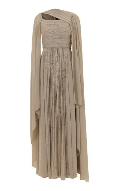 Aquillora Zenith Pleated Embellished Chiffon Caftan Dress | Thumbnail 5 Aquillora Zenith Pleated Embellished Chiffon Caftan Dress | Thumbnail 5