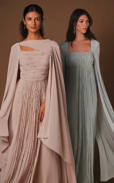 Aquillora Zenith Pleated Embellished Chiffon Caftan Dress | Thumbnail 2 Aquillora Zenith Pleated Embellished Chiffon Caftan Dress | Thumbnail 2