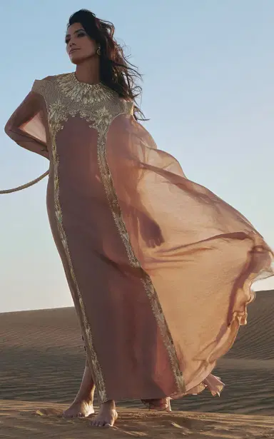 Bthaina Hand-Embellished Chiffon Caftan Dress | Thumbnail 5 Bthaina Hand-Embellished Chiffon Caftan Dress | Thumbnail 5