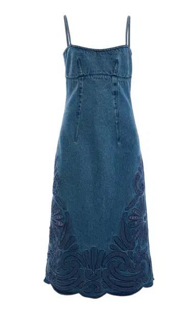Ulla Johnson The Jane Eyelet Denim Midi Dress | Thumbnail 4 Ulla Johnson The Jane Eyelet Denim Midi Dress | Thumbnail 4