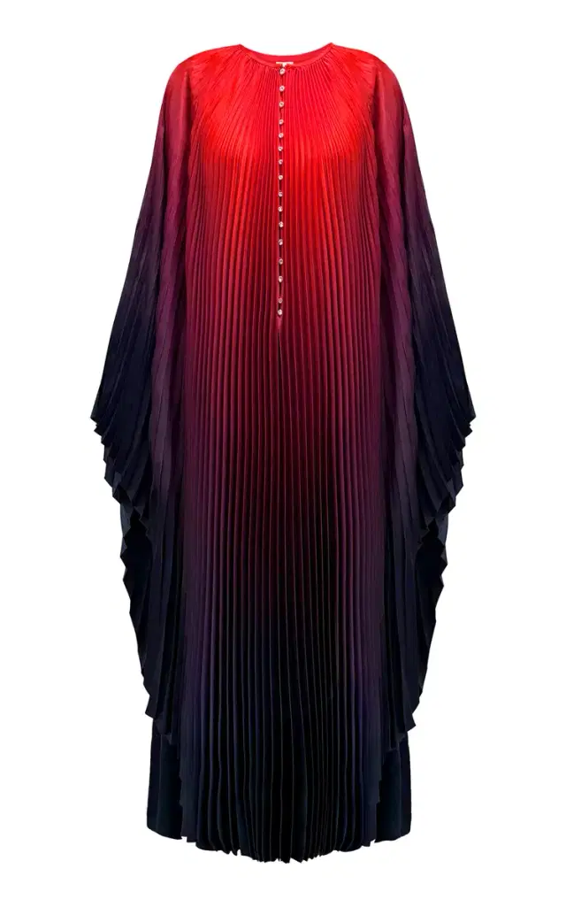SemSem Ombré-Printed Plissé Caftan Dress