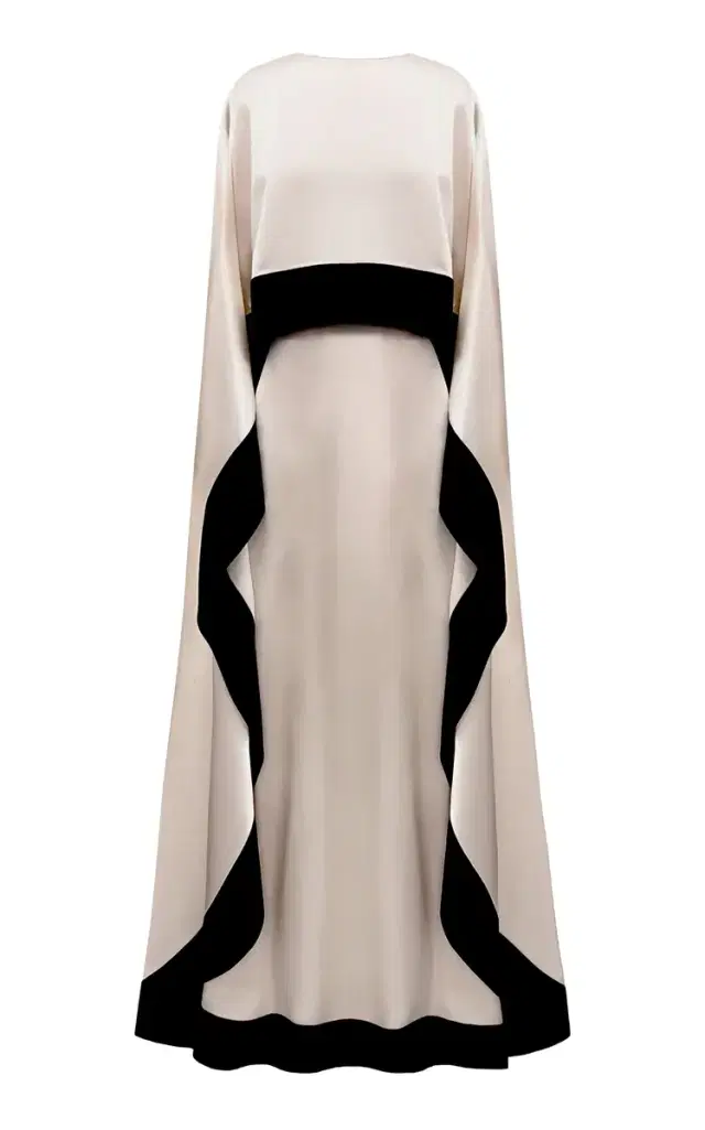 Color-Blocked Tiered Silk Caftan Dress