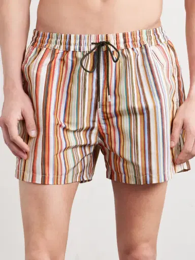 Paul Smith Straight-Leg Mid-Length Striped Recycled Swim Shorts - Men | Thumbnail 2