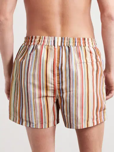 Paul Smith Straight-Leg Mid-Length Striped Recycled Swim Shorts - Men | Thumbnail 3