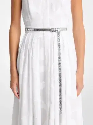 Michael Kors Collection Carolyn Metallic Snake Embossed Leather Waist Belt | Thumbnail 2