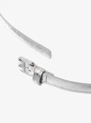 Michael Kors Collection Carolyn Metallic Snake Embossed Leather Waist Belt | Thumbnail 3