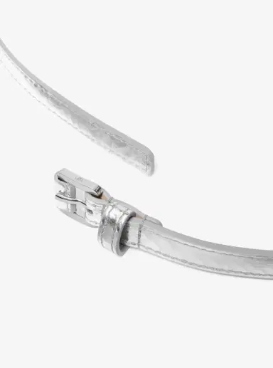 Michael Kors Collection Carolyn Metallic Snake Embossed Leather Waist Belt | Thumbnail 7