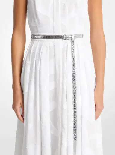 Michael Kors Collection Carolyn Metallic Snake Embossed Leather Waist Belt | Thumbnail 8