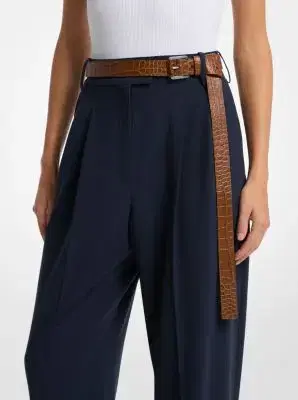 Michael Kors Collection Jodi Crocodile Embossed Leather Trouser Belt | Thumbnail 3