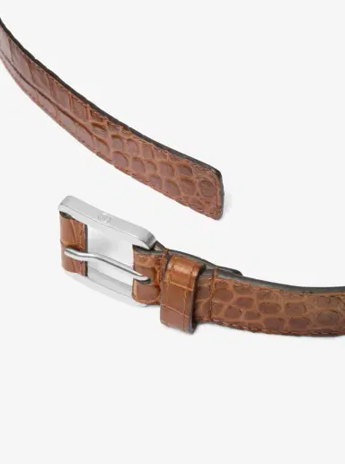 Michael Kors Collection Jodi Crocodile Embossed Leather Trouser Belt | Thumbnail 6