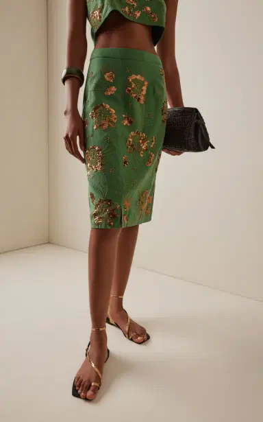 All That Remains Exclusive Violet Sequined Cotton Midi Skirt | Thumbnail 3