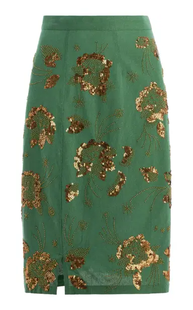 All That Remains Exclusive Violet Sequined Cotton Midi Skirt | Thumbnail 1