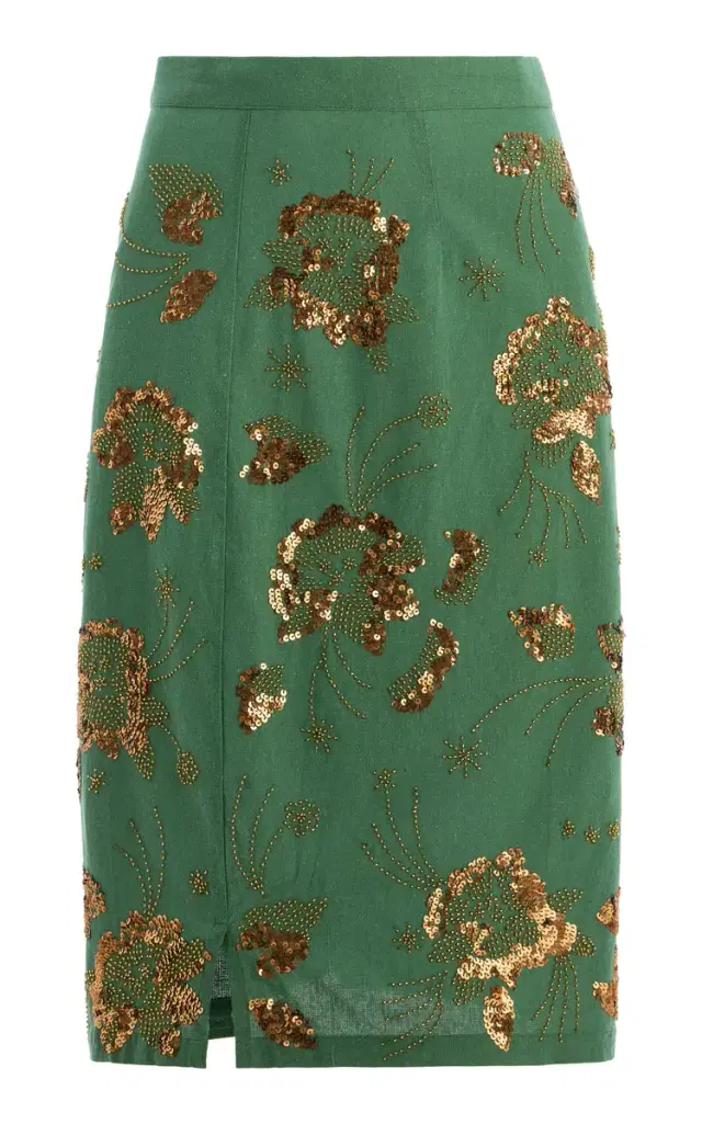 Exclusive Violet Sequined Cotton Midi Skirt