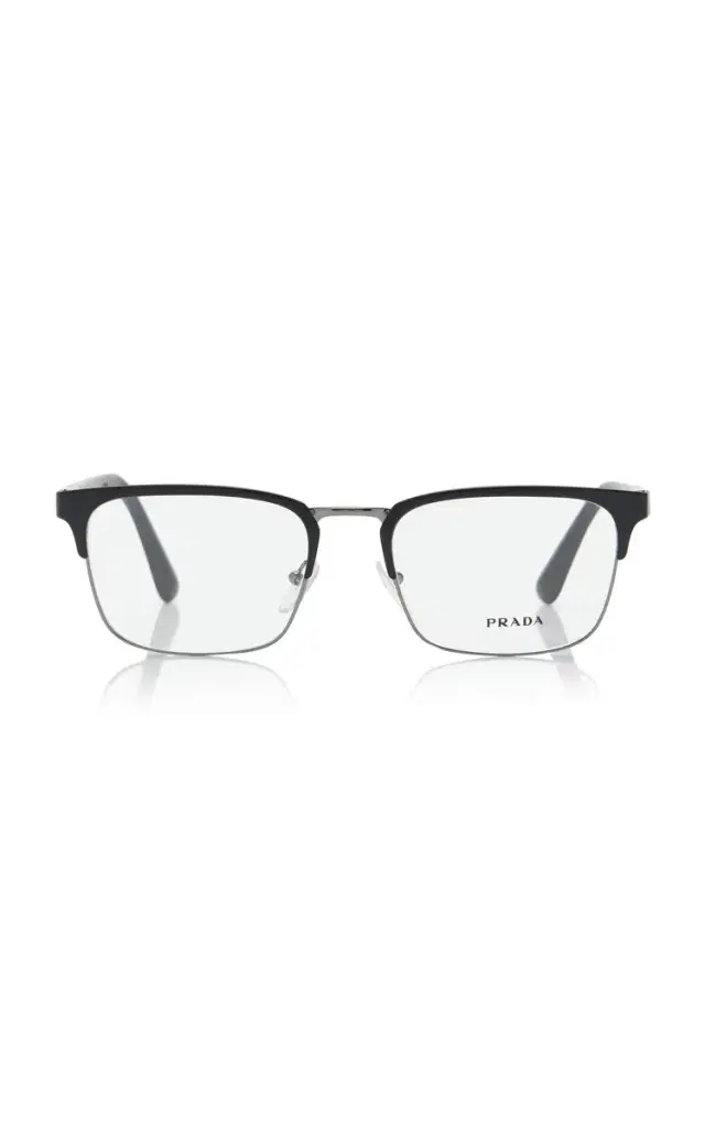 Prada Square-Frame Metal Glasses