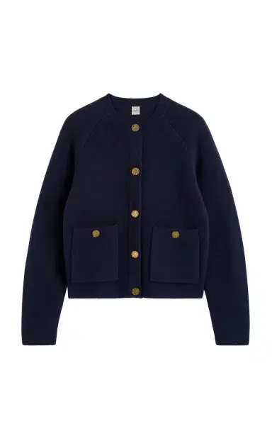 Toteme Hammered-Button Cashmere-Wool Cardigan | Thumbnail 3