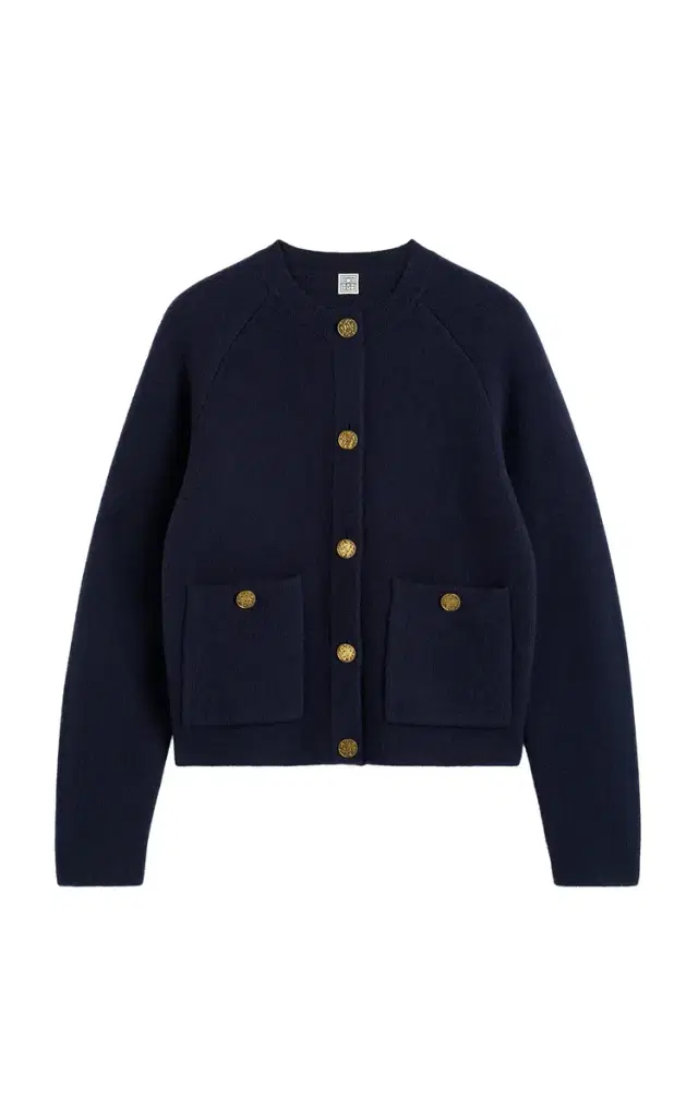 Hammered-Button Cashmere-Wool Cardigan Hammered-Button Cashmere-Wool Cardigan