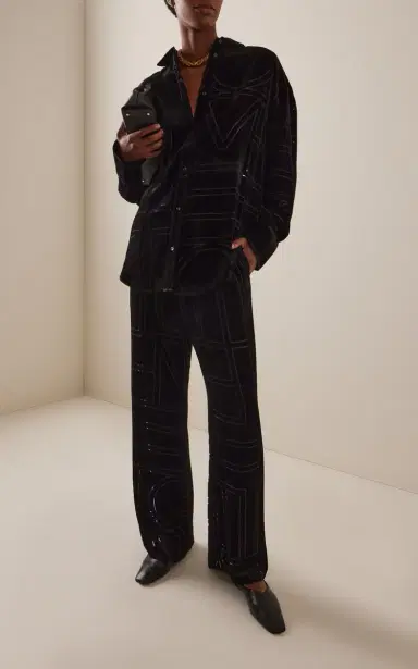 TOTEME Monogram Devoré PJ Pants | Thumbnail 2 TOTEME Monogram Devoré PJ Pants | Thumbnail 2