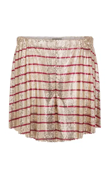 Rabanne Striped Metallic Mesh Shorts | Thumbnail 1