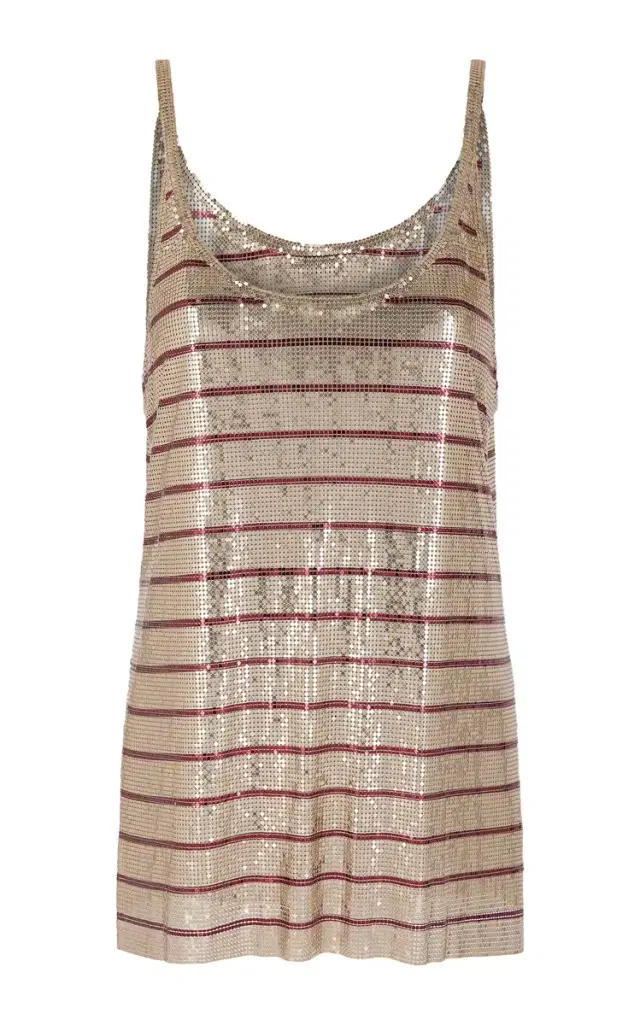 Striped Metallic Mesh Tank Top