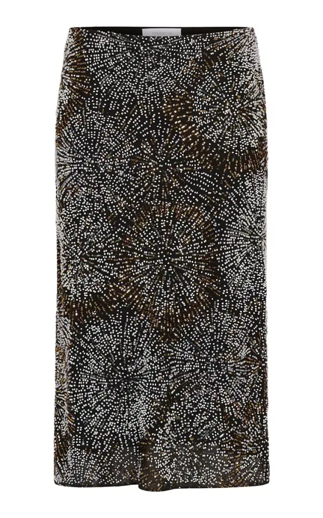 Sequined Crepe Midi Skirt