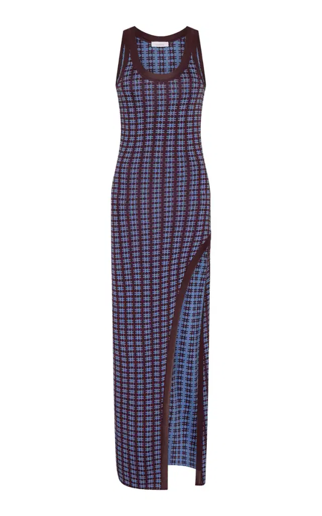 Jacquard Knit Split Maxi Dress