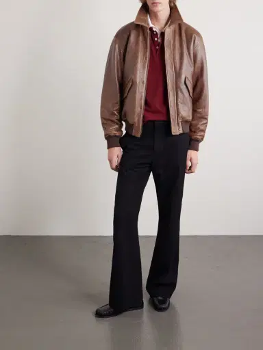 Saint Laurent Leather Bomber Jacket - Men | Thumbnail 2