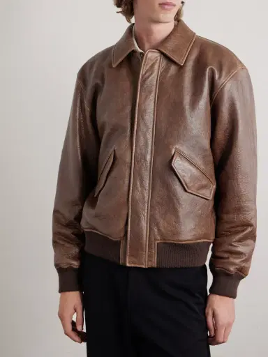 Saint Laurent Leather Bomber Jacket - Men | Thumbnail 3