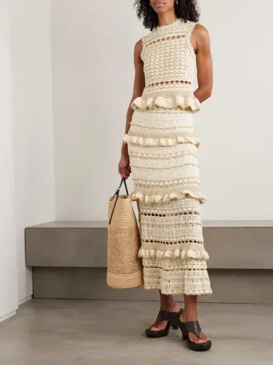 Zimmermann Wanderlust Ruffled Ruffled Pointelle-knit Maxi Skirt | Thumbnail 2 Zimmermann Wanderlust Ruffled Ruffled Pointelle-knit Maxi Skirt | Thumbnail 2