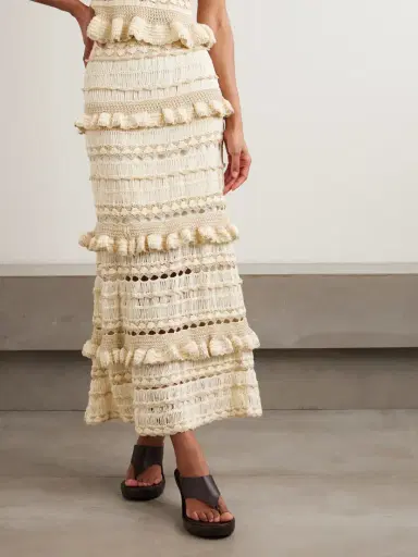 Zimmermann Wanderlust Ruffled Ruffled Pointelle-knit Maxi Skirt | Thumbnail 3 Zimmermann Wanderlust Ruffled Ruffled Pointelle-knit Maxi Skirt | Thumbnail 3