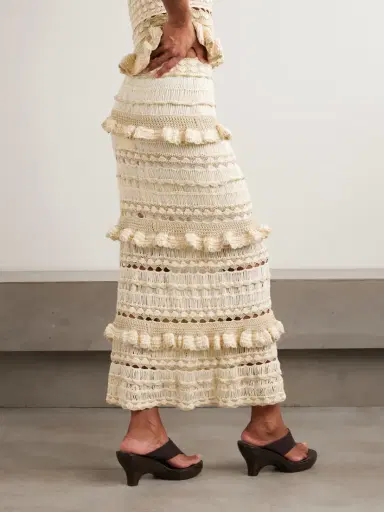 Zimmermann Wanderlust Ruffled Ruffled Pointelle-knit Maxi Skirt | Thumbnail 4 Zimmermann Wanderlust Ruffled Ruffled Pointelle-knit Maxi Skirt | Thumbnail 4