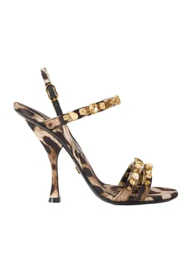 Dolce & Gabbana Crystal-embellished Leopard-print Satin Sandals | Thumbnail 1 Dolce & Gabbana Crystal-embellished Leopard-print Satin Sandals | Thumbnail 1